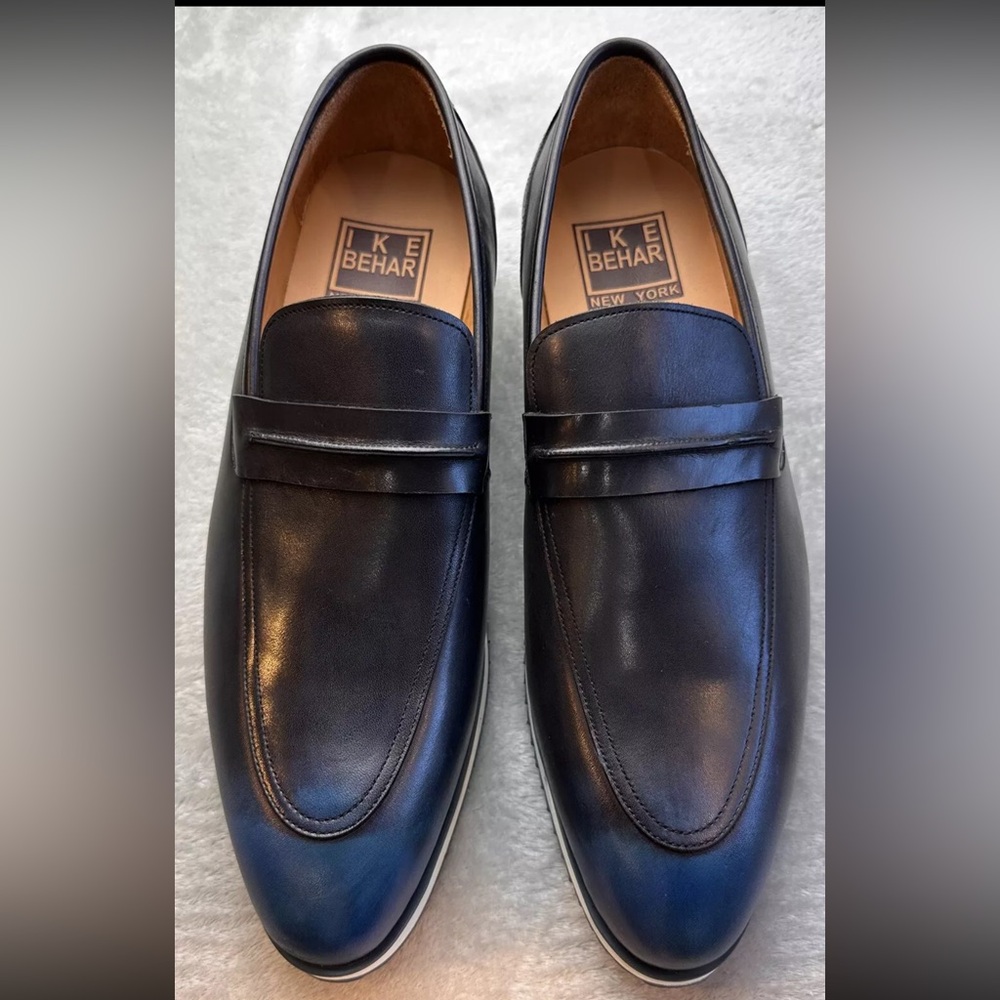 Ike Behar Men's Mannoir Leather Loafers Navy Sz 11.5